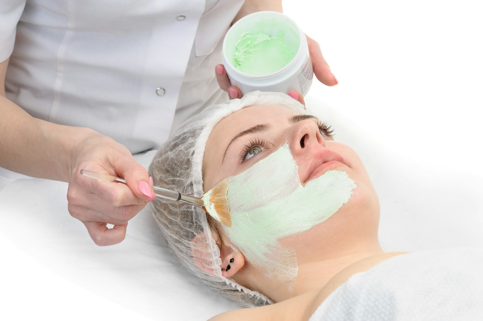 beauty salon, facial mask applying