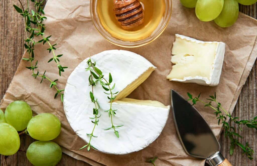 Various types of cheese and snacks